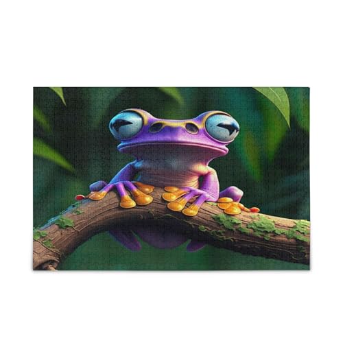 Lustige lila Frosch-Puzzles für Erwachsene, Puzzles für Familie, 1000 Teile, 29,5 × 19,78 cm von RPLIFE