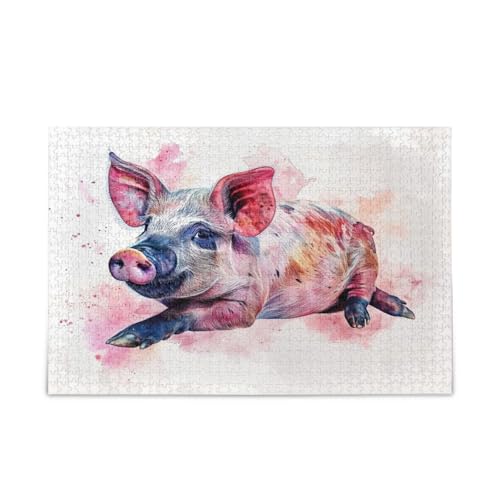 Lustiges Aquarell-Schwein-Puzzle, 500 Teile, 50 x 37 cm Lustiges Aquarell-Schwein-Puzzle, 500 Teile, 50 x 37 cm von RPLIFE