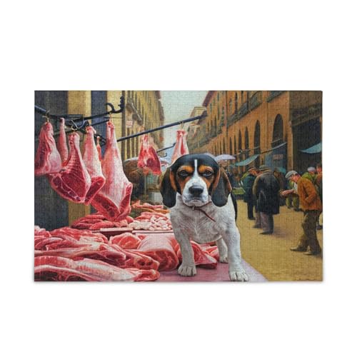 Lustiges Hunde-Holzpuzzle mit Buchstaben auf der Rückseite, 500 Teile, Puzzle für Familie, 50,5 x 37,8 cm Lustiges Hunde-Holzpuzzle mit Buchstaben auf der Rückseite, 500 Teile, Puzzle für Familie, 50,5 x 37,8 cm von RPLIFE