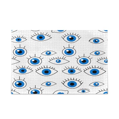 Lustiges Puzzle mit blauen Augen und weißen Augen, lustige Puzzles für Erwachsene, 1000 Teile, Puzzle für Familie, 74 x 70 cm von RPLIFE