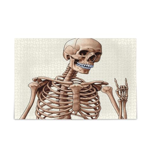 Lustiges Skelett Rock Sign Holzpuzzles Gedankenspiele für Erwachsene 500 Teile Puzzle für Familie 20,5 × 14,22,9 cm Lustiges Skelett Rock Sign Holzpuzzles Gedankenspiele für Erwachsene 500 Teile Puzzle für Familie 20,5 × 14,22,9 cm von RPLIFE
