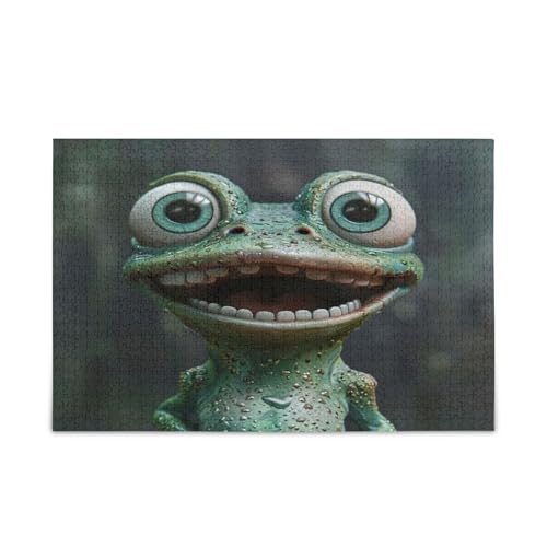 Lustiges grünes Frosch-Holz-Puzzle, einzigartige Puzzles, 500 Teile, Puzzle für Erwachsene, 50,5 x 37,8 cm von RPLIFE