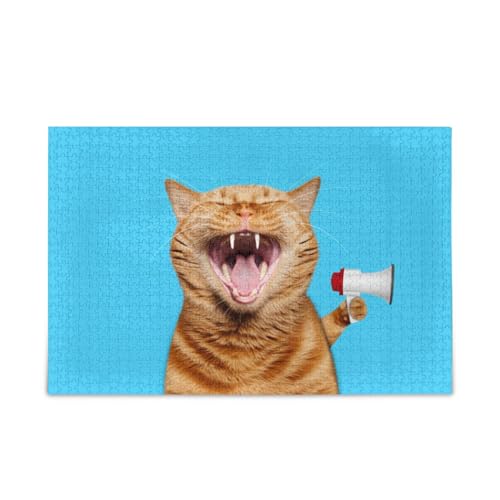 Lustiges orangefarbenes Katzen-Puzzle, einzigartige Puzzles, 1000 Teile, Puzzle für Erwachsene, 74 x 70 cm von RPLIFE