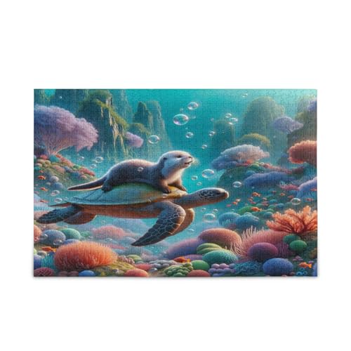 Meeresschildkröte Otter Niedliches Holzpuzzle für Erwachsene, Familienpuzzle, 1000 Teile, 29,5 × 19,78 cm Meeresschildkröte Otter Niedliches Holzpuzzle für Erwachsene, Familienpuzzle, 1000 Teile, 29,5 × 19,78 cm von RPLIFE