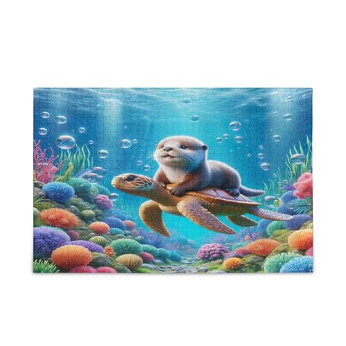 Meeresschildkröte Otter Unterwasserwelt Holzpuzzle Einzigartiges Puzzle 500 Teile Puzzle für Erwachsene 20,5 × 14,22,9 cm Meeresschildkröte Otter Unterwasserwelt Holzpuzzle Einzigartiges Puzzle 500 Teile Puzzle für Erwachsene 20,5 × 14,22,9 cm von RPLIFE