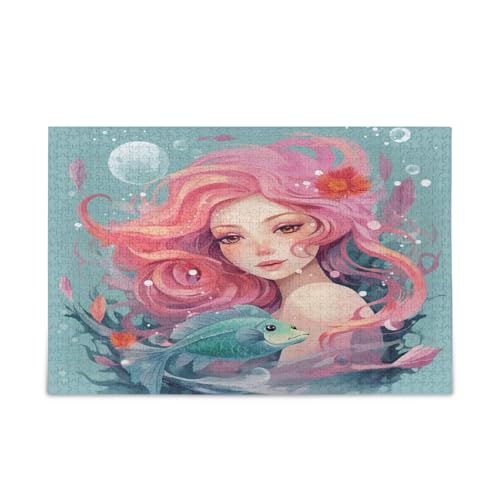 Meerjungfrau Mädchen mit rosa Haaren und schwimmenden Seaplants Familienpuzzle, Jigsaw Puzzles 1000 Teile für Erwachsene, Lustige Puzzles für Erwachsene, Bilderpuzzle Meerjungfrau Mädchen mit rosa Haaren und schwimmenden Seaplants Familienpuzzle, Jigsaw Puzzles 1000 Teile für Erwachsene, Lustige Puzzles für Erwachsene, Bilderpuzzle von RPLIFE