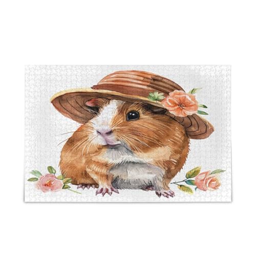 Meerschweinchen mit Hut Holzpuzzle Einzigartige Puzzles 500 Teile Puzzle für Erwachsene 20,5 × 14,22,9 cm Meerschweinchen mit Hut Holzpuzzle Einzigartige Puzzles 500 Teile Puzzle für Erwachsene 20,5 × 14,22,9 cm von RPLIFE