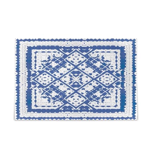 Mexikanisches blau-weißes Holzpuzzle, schöne Puzzles für Erwachsene, 1000 Teile, Puzzle für Familie, 74 x 70 cm von RPLIFE