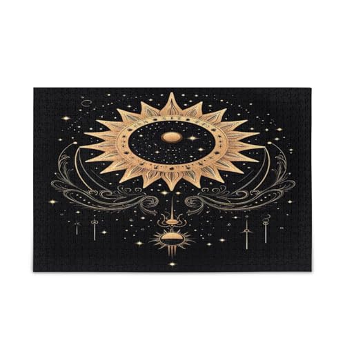 Mond und Sterne, goldenes Holzpuzzle, einzigartiges Puzzle, 1000 Teile, Puzzle für Erwachsene, 74 x 70 cm Mond und Sterne, goldenes Holzpuzzle, einzigartiges Puzzle, 1000 Teile, Puzzle für Erwachsene, 74 x 70 cm von RPLIFE