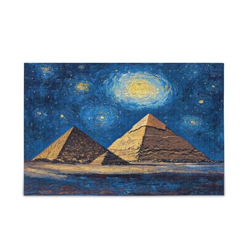 Mystic Pyramids Sternenhimmel Blau Erwachsene Puzzle Puzzle Spielzeug 500 Teile Puzzle für Familie 20,5 × 14,22,9 cm von RPLIFE