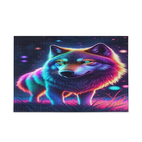Neon Rainbow Wolf Coole Puzzles für Familie, 500 Teile, 50 x 37 cm Neon Rainbow Wolf Coole Puzzles für Familie, 500 Teile, 50 x 37 cm von RPLIFE