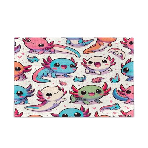 Niedliche Axolotl Cartoon-Puzzles, 500 Teile, 50 x 37 cm von RPLIFE