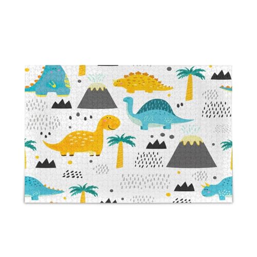 Niedliche Cartoon-Dinosaurier, weißes Holzpuzzle, 1000 Teile, 74 x 50 cm Niedliche Cartoon-Dinosaurier, weißes Holzpuzzle, 1000 Teile, 74 x 50 cm von RPLIFE