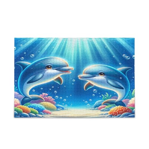 Niedliche Delfine, Meerestiere, Puzzle, Familienpuzzle, 500 Teile, 50 x 37 cm von RPLIFE