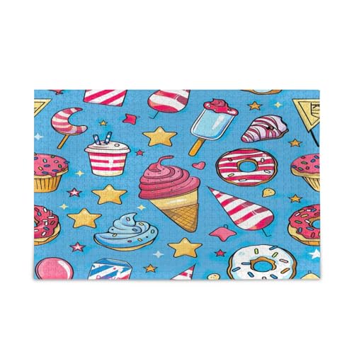 Niedliche Eiscreme-Donuts blaue Puzzles für Familie, Puzzle 500 Teile Erwachsene, lustige Puzzles, Bilderpuzzle Niedliche Eiscreme-Donuts blaue Puzzles für Familie, Puzzle 500 Teile Erwachsene, lustige Puzzles, Bilderpuzzle von RPLIFE
