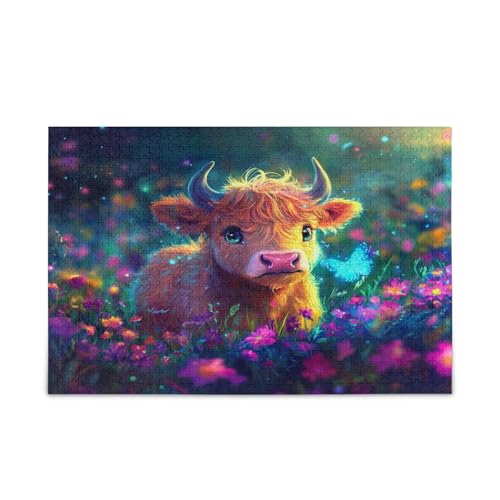 Niedliche Hochlandkuh Blumen Feld Holzpuzzle Holzpuzzles Erwachsene 1000 Teile Puzzle für Familie 74 x 50 cm Niedliche Hochlandkuh Blumen Feld Holzpuzzle Holzpuzzles Erwachsene 1000 Teile Puzzle für Familie 74 x 50 cm von RPLIFE