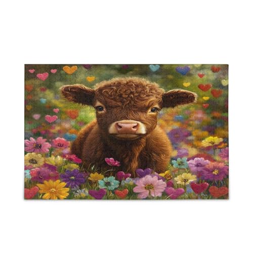 Niedliche Hochlandkuh Blumen Feld Holzpuzzles Holzpuzzle Erwachsene 500 Teile Puzzle für Familie 20,5 × 14,22,9 cm Niedliche Hochlandkuh Blumen Feld Holzpuzzles Holzpuzzle Erwachsene 500 Teile Puzzle für Familie 20,5 × 14,22,9 cm von RPLIFE