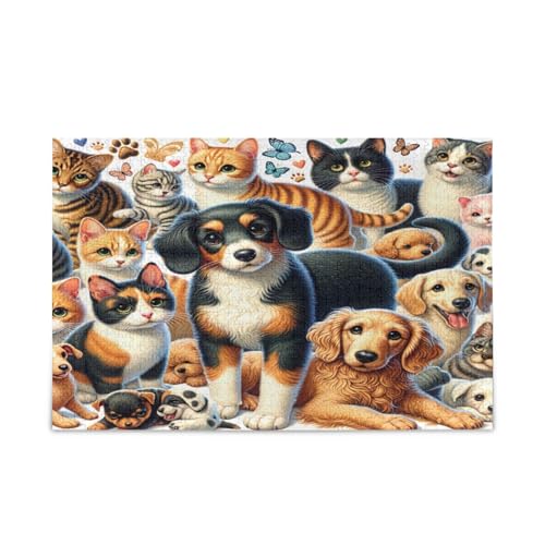 Niedliche Hunde und Katzen Holz-Puzzles für Familie, 500 Teile, 50 x 37 cm Niedliche Hunde und Katzen Holz-Puzzles für Familie, 500 Teile, 50 x 37 cm von RPLIFE