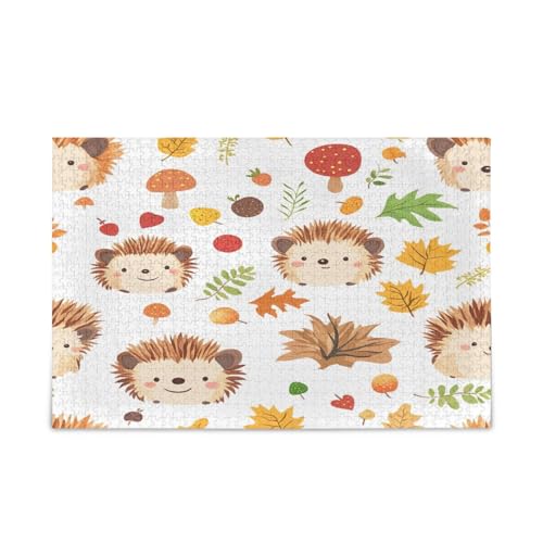 Niedliche Igel, Herbstblätter, Pilze, Puzzle, Gedankenspiele für Erwachsene, 1000 Teile, Puzzle für Familie, 74 x 70 cm von RPLIFE