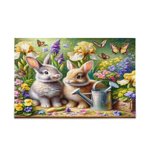 Niedliche Kaninchen, Schmetterlinge, Blumen, Erwachsene, Holzpuzzles, Familienpuzzles, 1000 Teile, 29,5 × 19,78 cm Niedliche Kaninchen, Schmetterlinge, Blumen, Erwachsene, Holzpuzzles, Familienpuzzles, 1000 Teile, 29,5 × 19,78 cm von RPLIFE