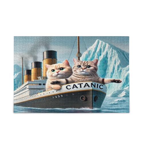 Niedliche Katzen, Titanic-Kätzchen, Holzpuzzle, Erwachsene, 1000 Teile, Puzzle für Familie, 75 x 70 cm Niedliche Katzen, Titanic-Kätzchen, Holzpuzzle, Erwachsene, 1000 Teile, Puzzle für Familie, 75 x 70 cm von RPLIFE