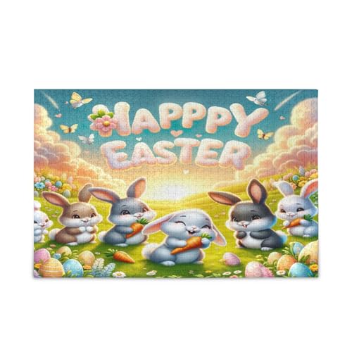 Niedliche Osterhasen-Puzzles, lustige Puzzles, 1000 Teile, Puzzle für Familie, 74 x 70 cm von RPLIFE