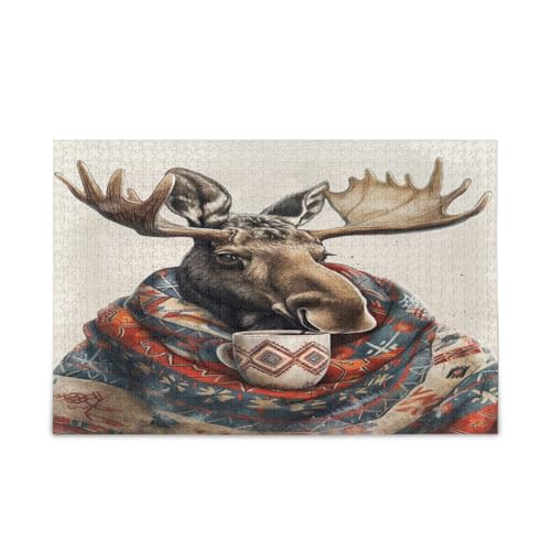 Niedliche Winter-Elch-Puzzle, Familienpuzzle, 500 Teile, 50 x 37 cm Niedliche Winter-Elch-Puzzle, Familienpuzzle, 500 Teile, 50 x 37 cm von RPLIFE