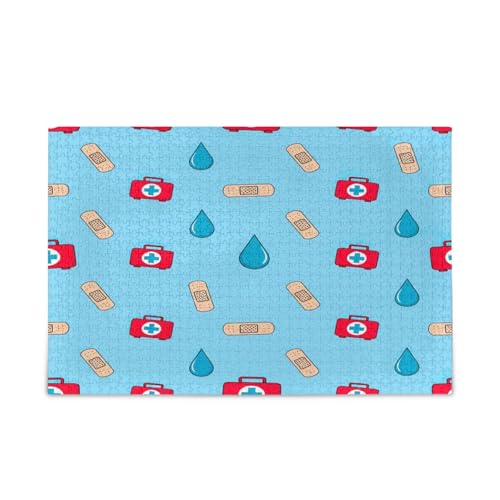 Niedliche medizinische Symbole, blaues Holz-Puzzle, Holz-Puzzle, Erwachsene, 500 Teile, Puzzle für Familie, 50 x 37 cm Niedliche medizinische Symbole, blaues Holz-Puzzle, Holz-Puzzle, Erwachsene, 500 Teile, Puzzle für Familie, 50 x 37 cm von RPLIFE