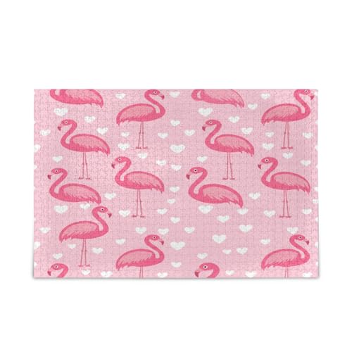 Niedliche rosa Flamingo-Puzzles für Erwachsene, einzigartige Puzzle, 500 Teile, Puzzle für Erwachsene, 50,5 x 37,8 cm von RPLIFE