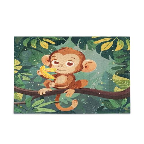 Niedlicher Cartoon-Affe, grüne Blätter, Holzpuzzles für Erwachsene, schönes Puzzle, 1000 Teile, Puzzle für Familie, 29,5 × 19,78 cm Niedlicher Cartoon-Affe, grüne Blätter, Holzpuzzles für Erwachsene, schönes Puzzle, 1000 Teile, Puzzle für Familie, 29,5 × 19,78 cm von RPLIFE