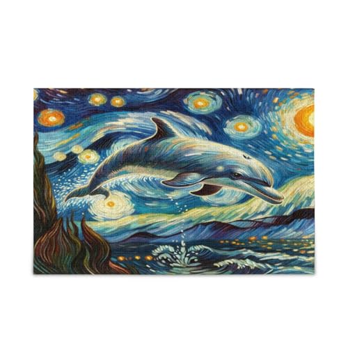 Niedlicher Delphin fliegende Sternennacht Erwachsene Holzpuzzles Einzigartige Puzzles für Erwachsene 500 Teile Puzzle für Erwachsene 20,5 × 14,22,9 cm Niedlicher Delphin fliegende Sternennacht Erwachsene Holzpuzzles Einzigartige Puzzles für Erwachsene 500 Teile Puzzle für Erwachsene 20,5 × 14,22,9 cm von RPLIFE