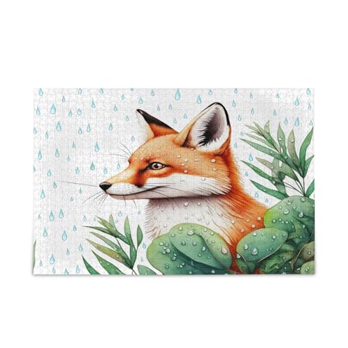 Niedlicher Fuchs grüne Blätter, Puzzle, 1000 Teile, 74 x 50 cm von RPLIFE