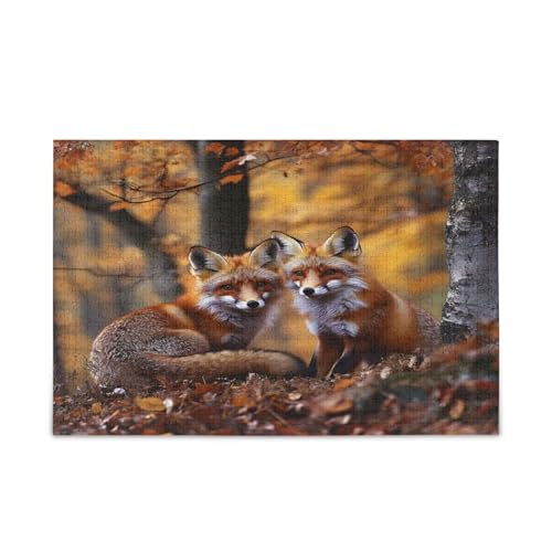 Niedlicher Herbstfuchs Erwachsenen-Puzzle, einzigartige Puzzles, 1000 Teile, Puzzle für Erwachsene, 74 x 70 cm von RPLIFE