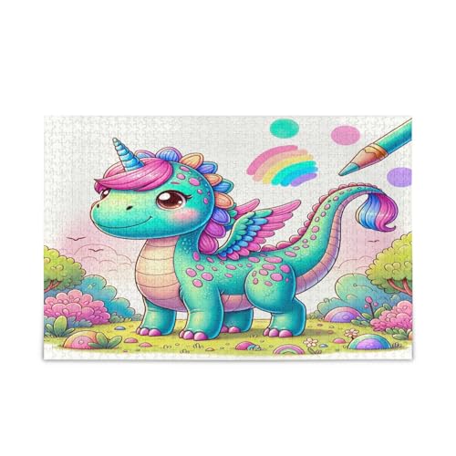 Niedliches Cartoon-Dinosaurier-Einhorn-Holzpuzzle für Erwachsene, hübsche Puzzles, 1000 Teile, Puzzle für Familie, 75 x 70 cm Niedliches Cartoon-Dinosaurier-Einhorn-Holzpuzzle für Erwachsene, hübsche Puzzles, 1000 Teile, Puzzle für Familie, 75 x 70 cm von RPLIFE