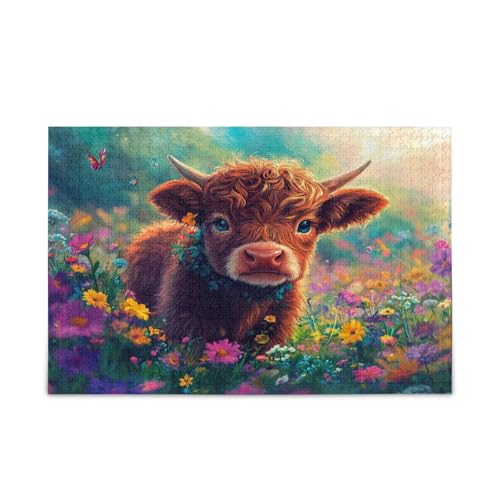 Niedliches Hochlandkuh Blumen Feld Erwachsene Holzpuzzle Gehirnspiel 500 Teile Puzzle für Familie 20,5 × 14,22,9 cm Niedliches Hochlandkuh Blumen Feld Erwachsene Holzpuzzle Gehirnspiel 500 Teile Puzzle für Familie 20,5 × 14,22,9 cm von RPLIFE