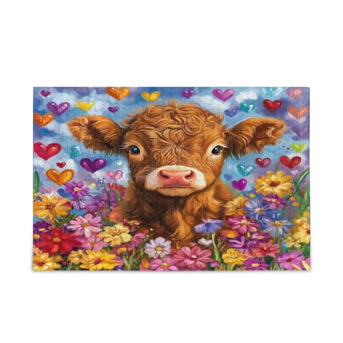 Niedliches Hochlandkuh Blumen Feld Puzzle für Erwachsene, einzigartiges Puzzle 500 Teile, Puzzle für Erwachsene, 50,5 x 37,8 cm Niedliches Hochlandkuh Blumen Feld Puzzle für Erwachsene, einzigartiges Puzzle 500 Teile, Puzzle für Erwachsene, 50,5 x 37,8 cm von RPLIFE