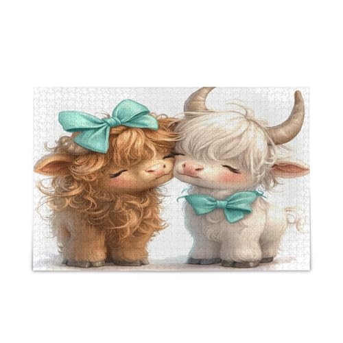Niedliches Hochlandkuh weißes Erwachsenen-Puzzle, Holzpuzzle für Erwachsene, 1000 Teile, Puzzle für Familie, 74 x 50 cm Niedliches Hochlandkuh weißes Erwachsenen-Puzzle, Holzpuzzle für Erwachsene, 1000 Teile, Puzzle für Familie, 74 x 50 cm von RPLIFE