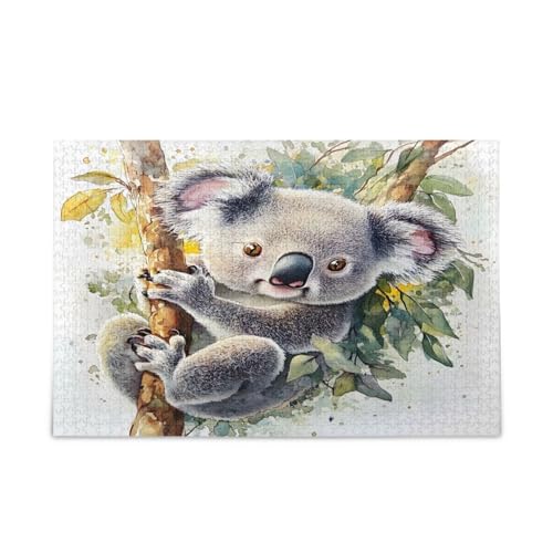Niedliches Koala-Eukalyptuswald, Holzpuzzle für Erwachsene, 1000 Teile, Puzzle für Familie, 74 x 70 cm von RPLIFE