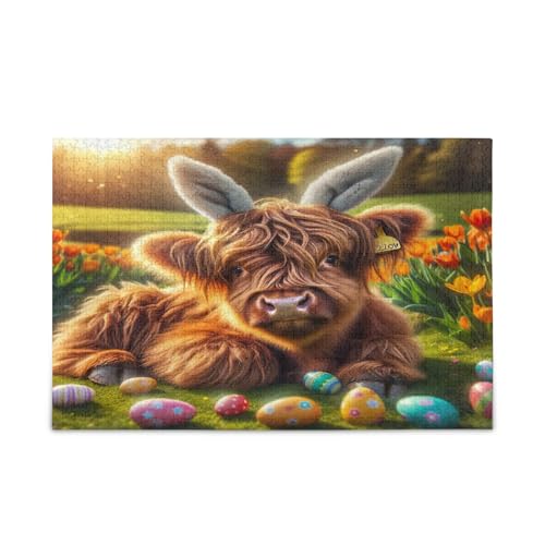 Niedliches Oster-Hochlandkuh mit Hasenohren, Erwachsenen-Puzzle, einzigartige Puzzles für Erwachsene, 500 Teile, Puzzle für Erwachsene, 50 x 37 cm Niedliches Oster-Hochlandkuh mit Hasenohren, Erwachsenen-Puzzle, einzigartige Puzzles für Erwachsene, 500 Teile, Puzzle für Erwachsene, 50 x 37 cm von RPLIFE