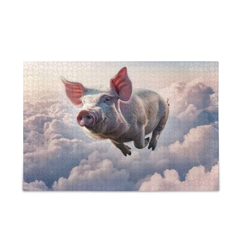 Niedliches Schwein, fliegende Wolken, lustige Puzzles mit Buchstaben auf der Rückseite, 1000 Teile, Puzzle für Familie, 74 x 50 cm Niedliches Schwein, fliegende Wolken, lustige Puzzles mit Buchstaben auf der Rückseite, 1000 Teile, Puzzle für Familie, 74 x 50 cm von RPLIFE