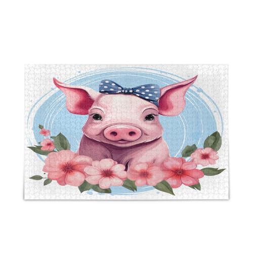 Niedliches Schwein mit Schleife, Puzzles, 500 Teile, Puzzle für Familie, 50 x 37 cm Niedliches Schwein mit Schleife, Puzzles, 500 Teile, Puzzle für Familie, 50 x 37 cm von RPLIFE