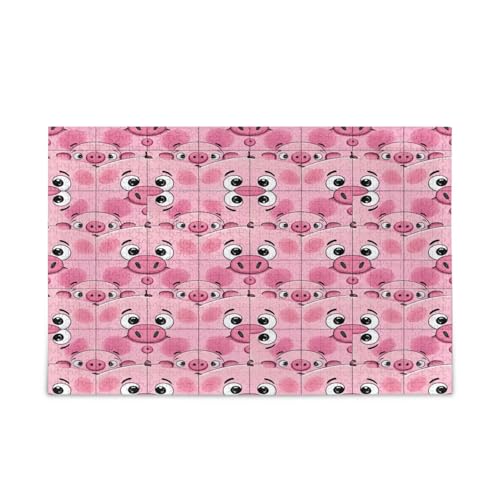 Niedliches Schweinegesichter rosa Erwachsenen-Puzzle, Familienpuzzle, 1000 Teile, 74 x 50 cm von RPLIFE