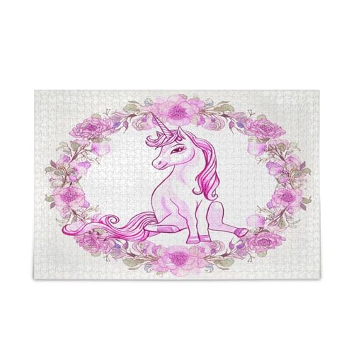 Niedliches rosa Einhorn-Blumen-Puzzle, Bildpuzzle für Erwachsene, 1000 Teile, Puzzle für Familie, 74 x 70 cm Niedliches rosa Einhorn-Blumen-Puzzle, Bildpuzzle für Erwachsene, 1000 Teile, Puzzle für Familie, 74 x 70 cm von RPLIFE