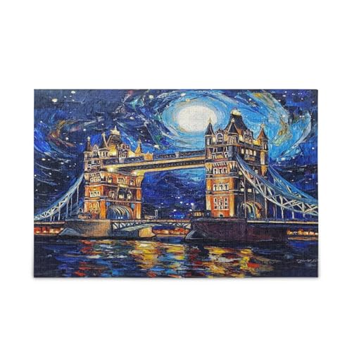 Ölgemälde, Turmbrücke, Sternennacht, Holzpuzzles, einzigartige Puzzles, 1000 Teile, Puzzle für Erwachsene, 74 x 70 cm Ölgemälde, Turmbrücke, Sternennacht, Holzpuzzles, einzigartige Puzzles, 1000 Teile, Puzzle für Erwachsene, 74 x 70 cm von RPLIFE