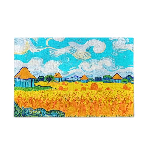 Ölgemälde Weizenfeld-Puzzle, Familienpuzzle, 1000 Teile, 29,5 × 19,78 cm von RPLIFE