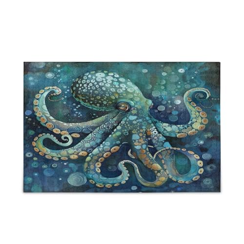 Octopus Meerestier-Puzzle, blaugrün, 1000 Teile, 75 x 50 cm von RPLIFE