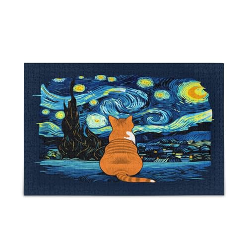 Orange Cat Sternennacht-Puzzles für Erwachsene, 500 x 37 cm von RPLIFE