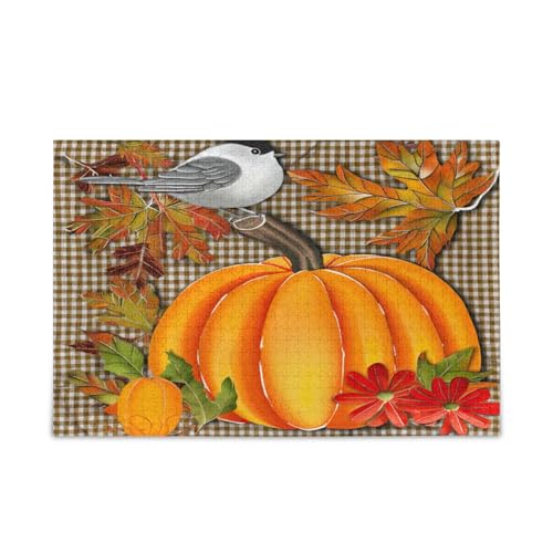 Orange Kürbis braun kariert kariert Puzzles lustige Puzzles 500 Teile Puzzle für Familie 20,5 × 14,22,9 cm Orange Kürbis braun kariert kariert Puzzles lustige Puzzles 500 Teile Puzzle für Familie 20,5 × 14,22,9 cm von RPLIFE