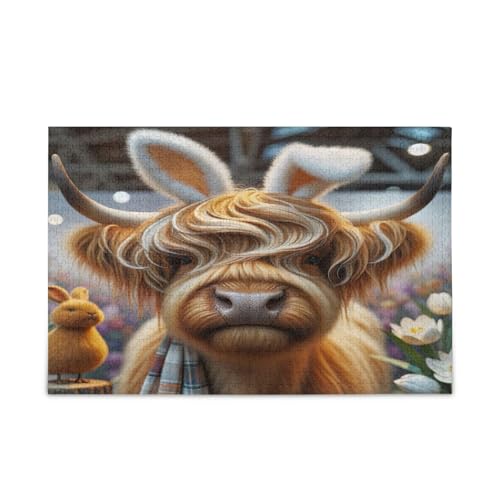 Oster-Holzpuzzle mit niedlichen Highland-Hasenohren für Erwachsene, hübsches Puzzle, 1000 Teile, Puzzle für Familie, 29,5 × 19,78 cm Oster-Holzpuzzle mit niedlichen Highland-Hasenohren für Erwachsene, hübsches Puzzle, 1000 Teile, Puzzle für Familie, 29,5 × 19,78 cm von RPLIFE