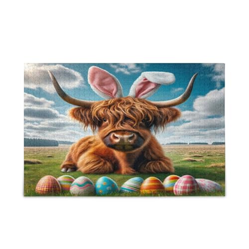 Oster-Puzzle aus Holz, süßes Hochlandkuh, Gedankenspiele für Erwachsene, 500 Teile, Puzzle für Familie, 50,5 x 37,8 cm Oster-Puzzle aus Holz, süßes Hochlandkuh, Gedankenspiele für Erwachsene, 500 Teile, Puzzle für Familie, 50,5 x 37,8 cm von RPLIFE